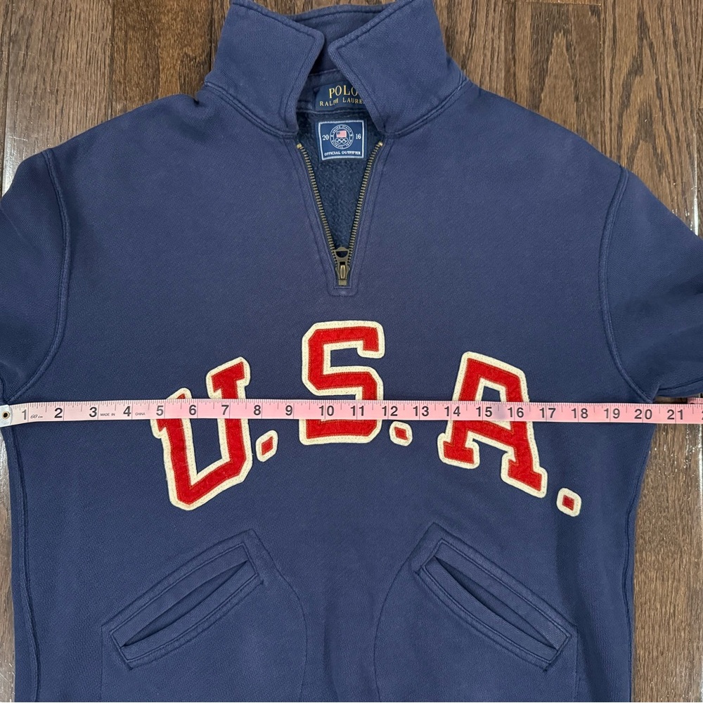 USA Paralympic Polo Ralph Lauren Quarter Zip Fleece Sweatshirt Men’s X Small - Picture 3 of 11